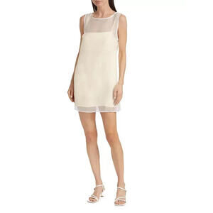 Reformation Cream Sheer-Overlay Shift Dress